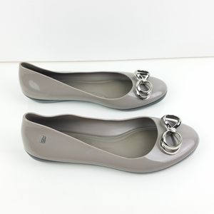 Melissa Gray Ballet Flats With Metal Bow sz 10
